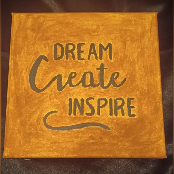Handpainted "Dream,Create, Inspire" Word Art Original Acrylic Painting On Canvas - Picture 2 of 4